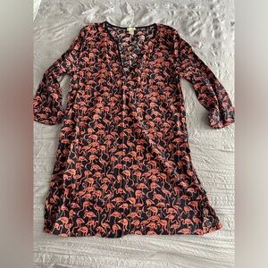 J Crew Pink Flamingo 100% Cotton Cover Up/Tunic/Dress Navy Size Small